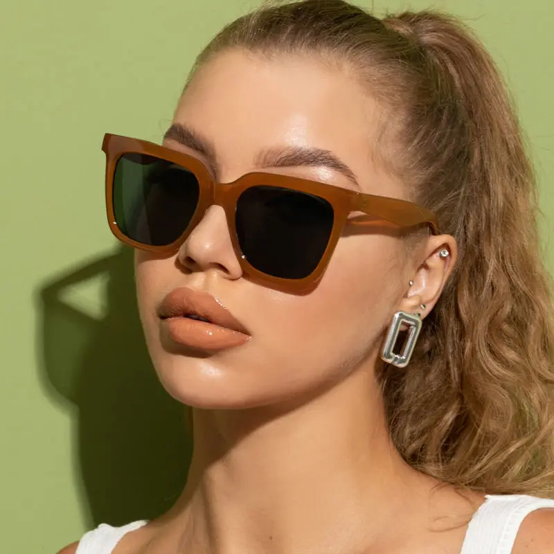 

New Fashion Women's Sunglasses Square Sunglasses Women Vintage Oversize Sun Glasses Female Big Frame Shades Black Lady Uv400