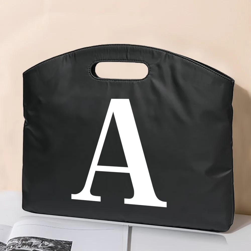 Briefcase Office Bag Information Bag Office Meeting Document Bag 26 White Letter Print Laptop Protection Case Conference Handbag