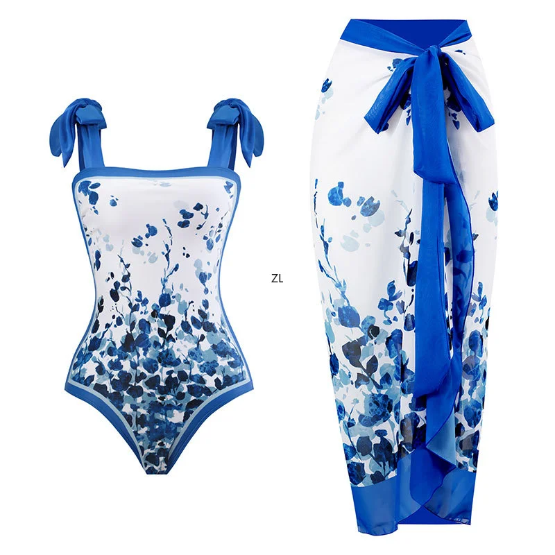 2023 New Fashion One Piece Swimsuit Womem Beach Dress Holiday Retro Swimwear Female Luxury Bowknot Brazilian Bathing Suit Summer
