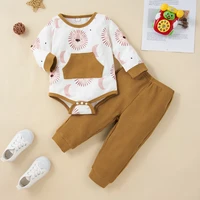 lapa baby girls round neck long sleeve all season printing pants set casual outfits