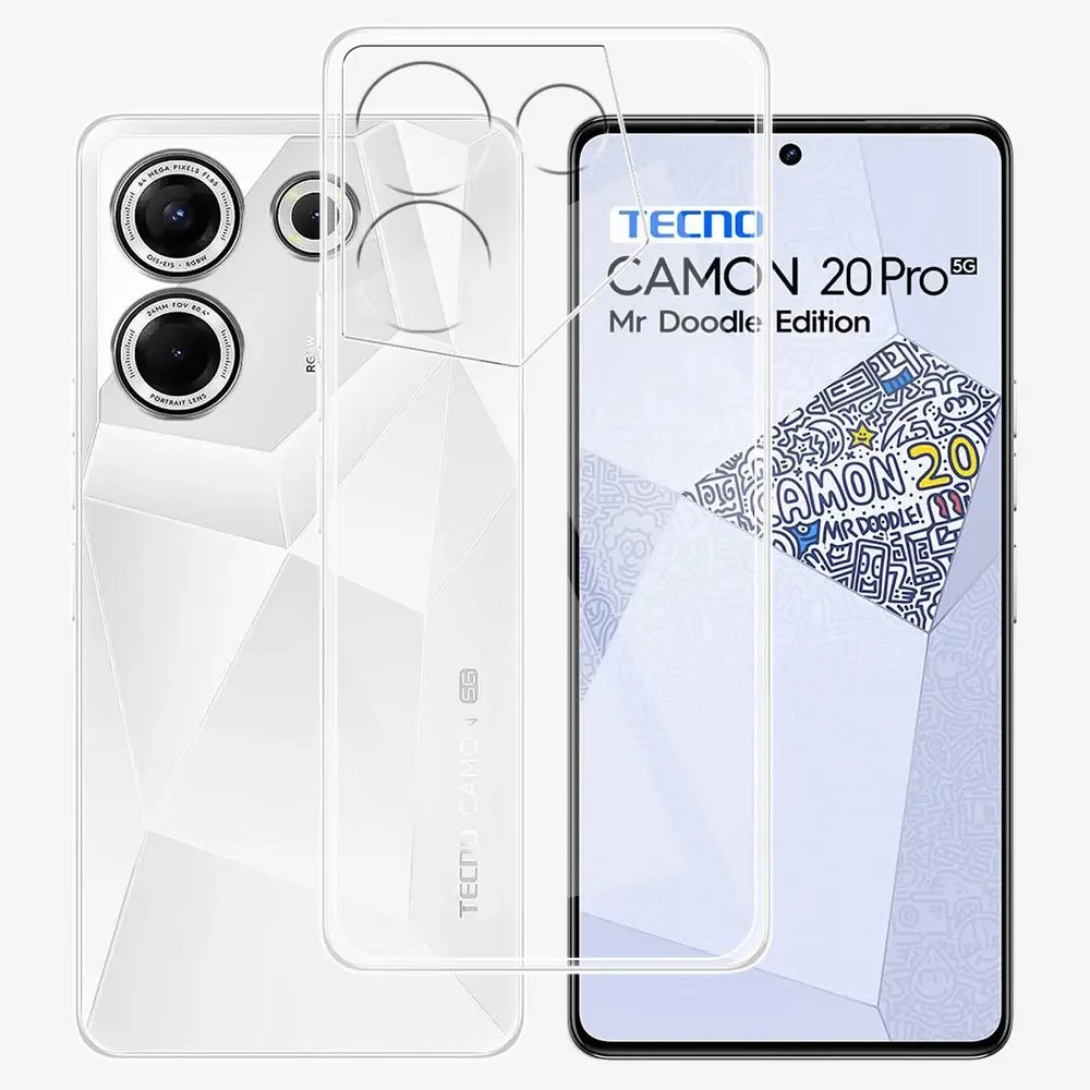 Чехол для Tecno Camon 20 Pro 5G прозрачный мягкий силиконовый чехол из ТПУ чехлы