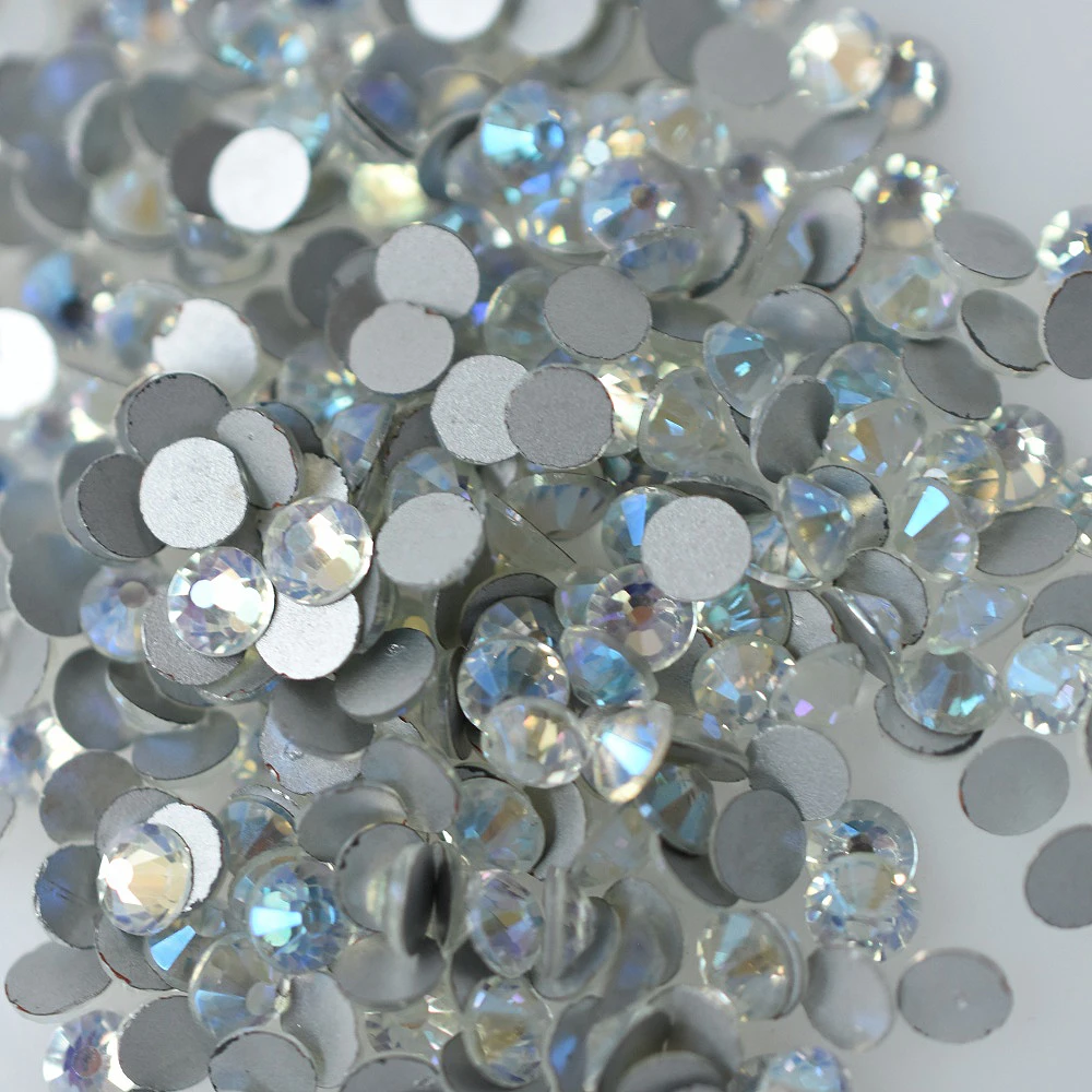 SS4-30 Heavens Light Glass Nail Art Decorations Glitter Flatback Rhinestone Non HotFix Glue on 3D Crystal Wedding Dress Gems Top