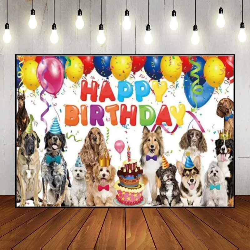 

Dog Puppy Owner Pet Background Custom Birthday Backdrop Game Baby Shower Banner Decoration Scenic Photography Backdrops Party