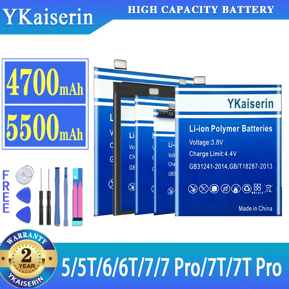 

YKaiserin Battery For OnePlus 5 5T 6 6T 7 7T Pro 7TPro 7Pro For OnePlus 1+ FOR OnePlus5 OnePlus5T OnePlus6 OnePlus6T OnePlus7