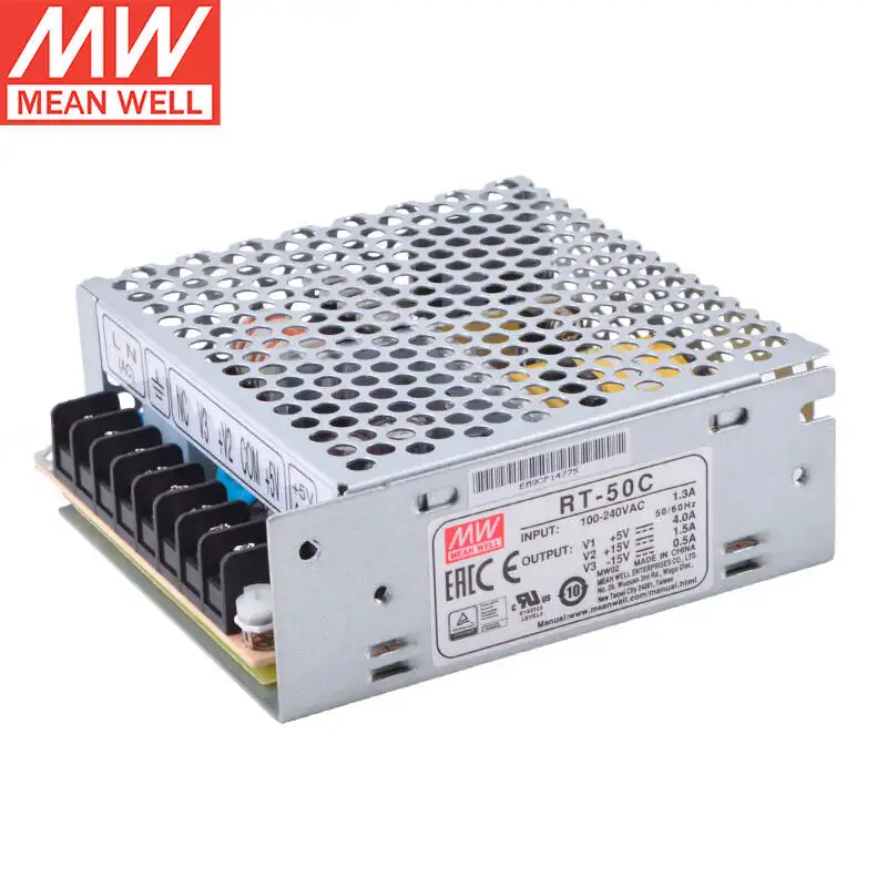 RT-50C O/P +5V4A +15V1.5A-15V0.5A Импульсный источник питания meanwell с тройным выходом Совершенно