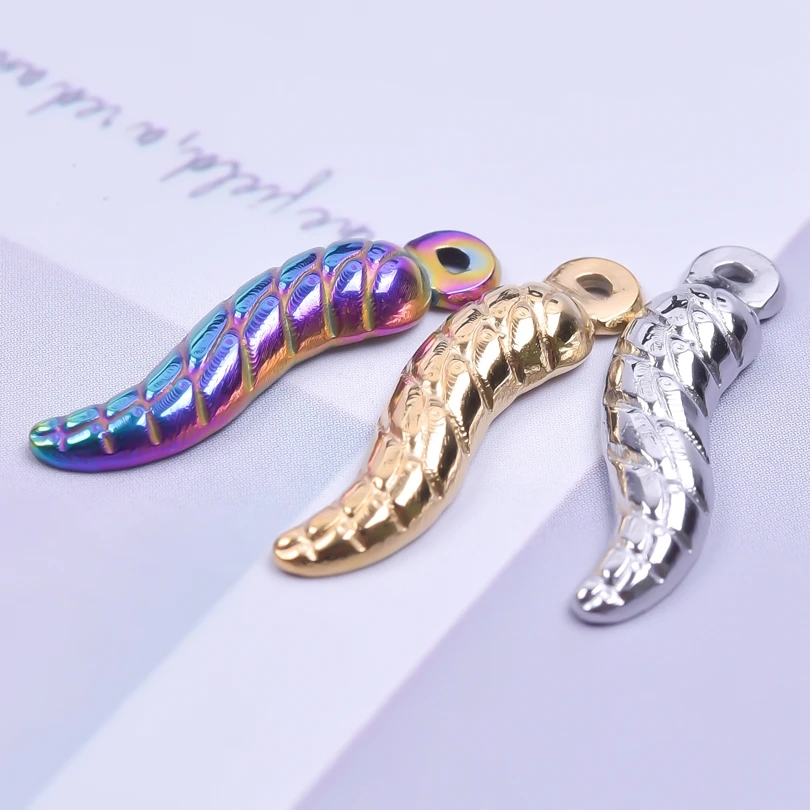 

6pcs/lot Chili Horn Charm Stainless Steel Charms Lucky Vegetabal Pepper Earring Pendant Accessories Charm for Jewelry Making