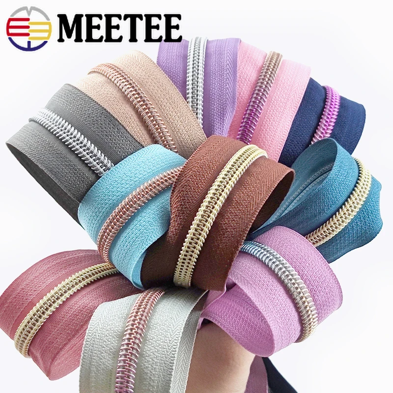 5/10/20M 5# DIY Zipper By The Meters Nylon Zippers Tapes for Sewing Bag Shoes Plastic Coil Zips Repair Kit Garment Accessories