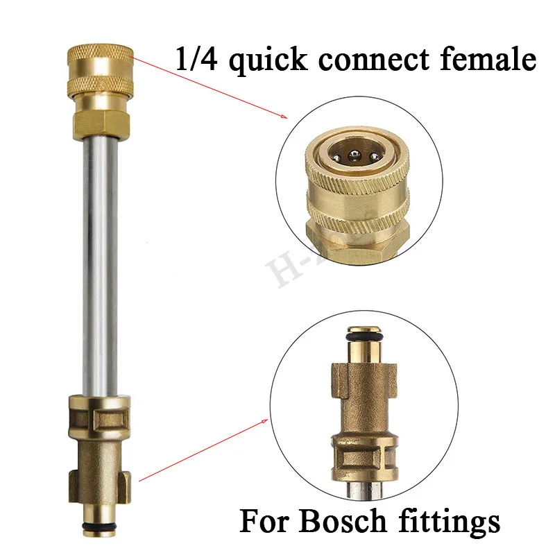 

Удлинитель для водяного пистолета высокого давления, 15 см, адаптер для соединителя Bosch, 1/4 дюйма, быстрое подключение, медный разъем для водя...