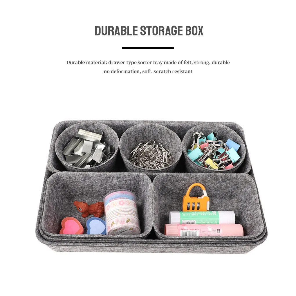

8Pcs Felt Storage Box Office Home Drawer Organizer Tray Kitchen Desktop Cosmetic Jewelry Case