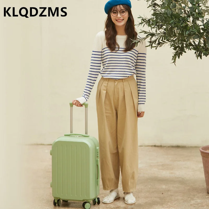 KLQDZMS Luggage Female 20 Inch Strong And Durable Password Box New Student Suitcase Mute Universal Wheel Trolley case