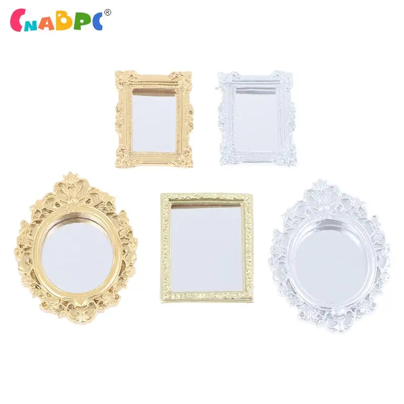 

1/12 искусственная резная классическая рамка, круглая зеркальная настенная комната, зеркало, аксессуары для украшения дома