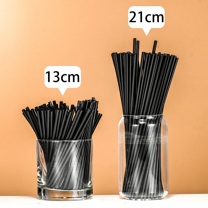 

500Pcs Disposable Cocktail Straws 21cm 13cm Black Long short Plastic Straw DIY Party Juice Drinks Straw Kitchen Accessories