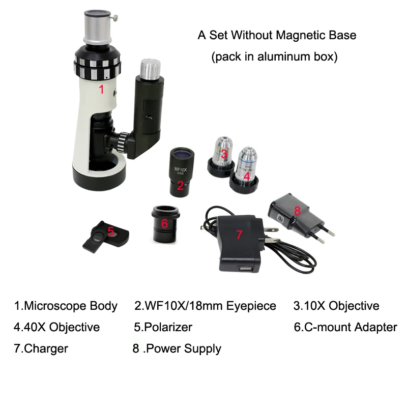 

100X 400X портативный светодиодный лабораторный металлургический микроскоп ручной металлический инспекционный металлографический микроскоп с камерой
