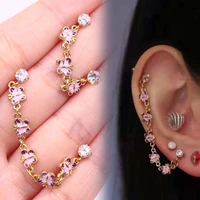 1pc 16g stainless steel ear piercing helix piercing butterfly chain cz ear stud tragus conch cartilage korean body jewelry 1 2
