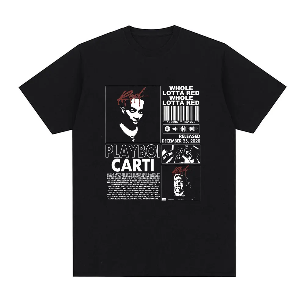 

Rapper Playboi Carti Whole Lotta Red Album Graphic T-shirt Men's Casual Crewneck Tshirt Tops Men Fashion Hip Hop Rock T Shirts