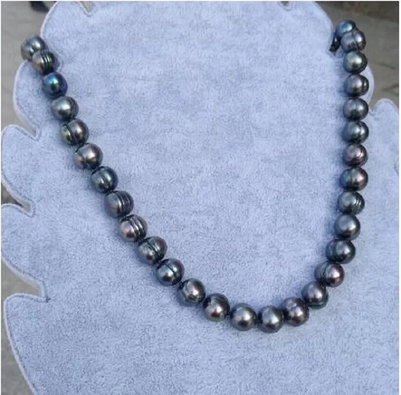 

new arrive 19" Huge 11-12mm Tahitian Baroque Black Pearl Necklace