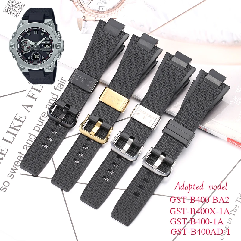 Resin Watchband For Casio G-SHOCK Steel Heart GST-B400 Men's Sports Waterproof Quick Release Rubber Strap Bracelet Accessories