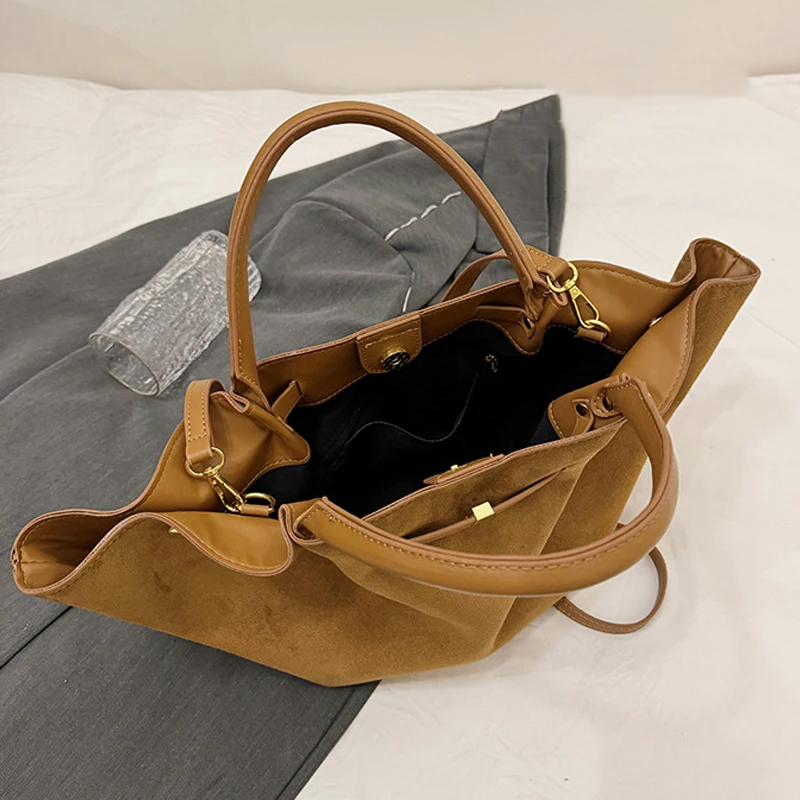 Винтажные женские сумки-трапеции из искусственной замши дизайнерские сумки на