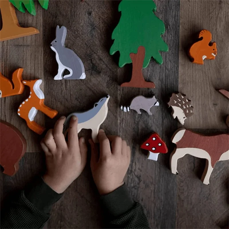 

Natural Wood Full Set Forest Animals 15 Pieces Animal Stacker Puzzle Educational Balancing Activities Stacking Toy for Kids New