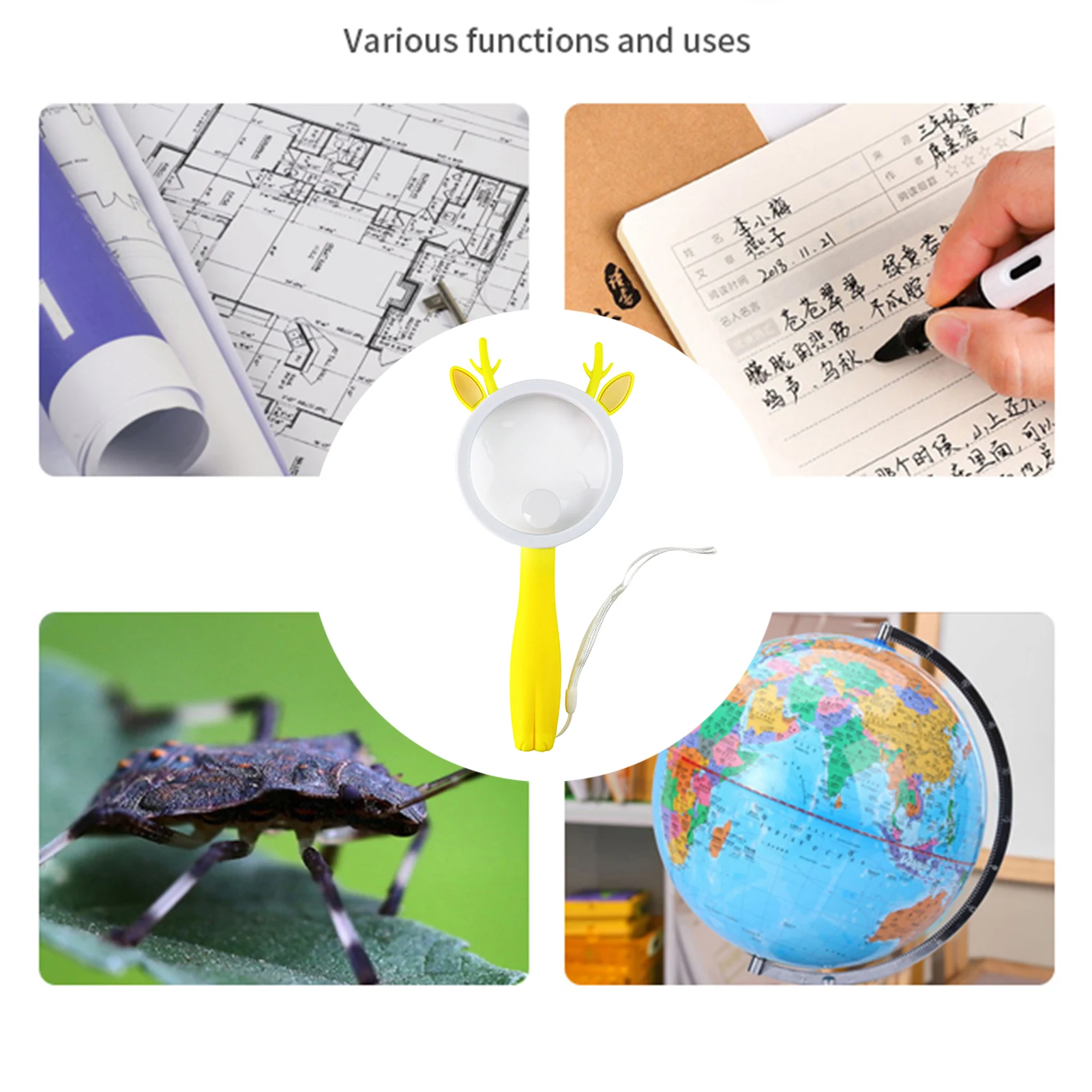

Kids Magnifying Glass – Children Magnify Glass Toy Students Hand-held Reading Magnifier Cute Cartoon Style Used For Reading