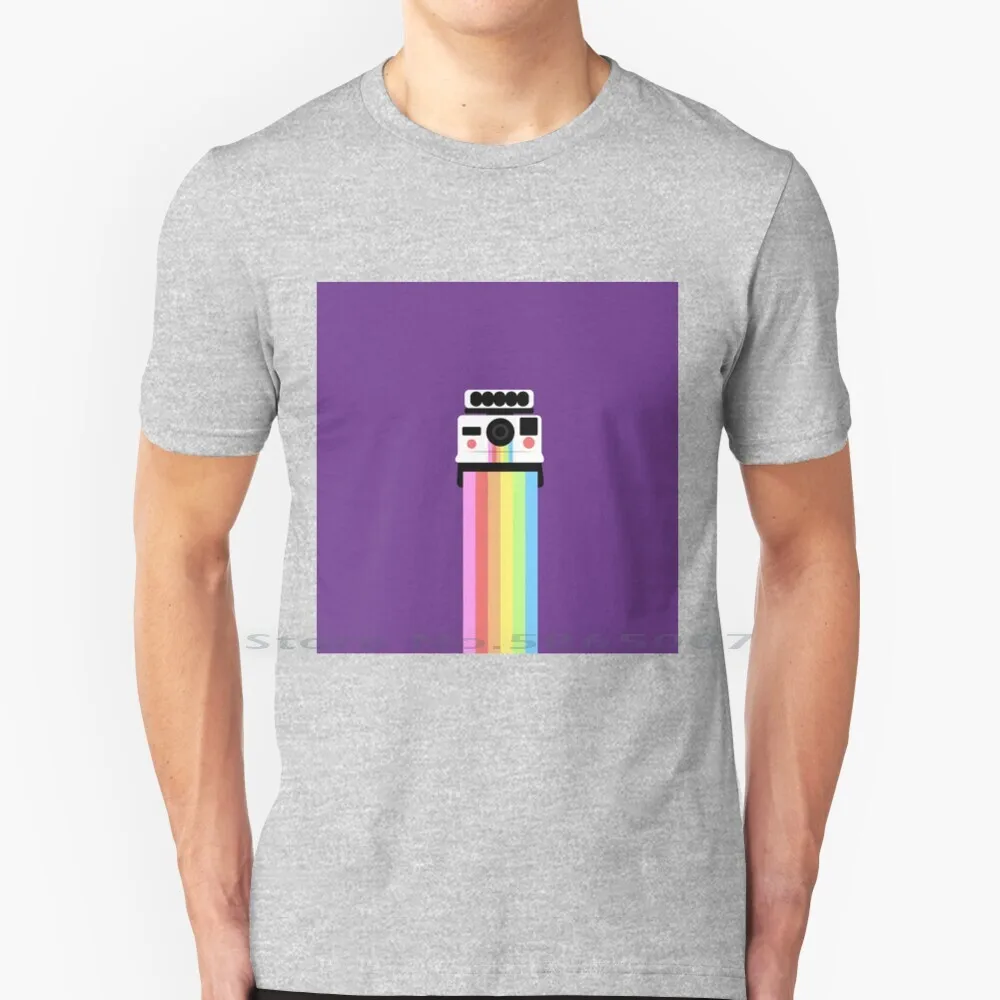 

Футболка с радужной камерой из 100% хлопка, футболка с радужной камерой Arcoiris, мгновенные цвета, с камерой в стиле ретро, большой размер 6xl, модн...