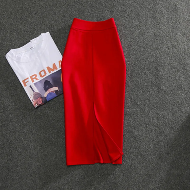 Юбка-карандаш Женская однотонная с завышенной талией, облегающая офисная эластичная пикантная облегающая юбка для девушек, PL211, лето 2023