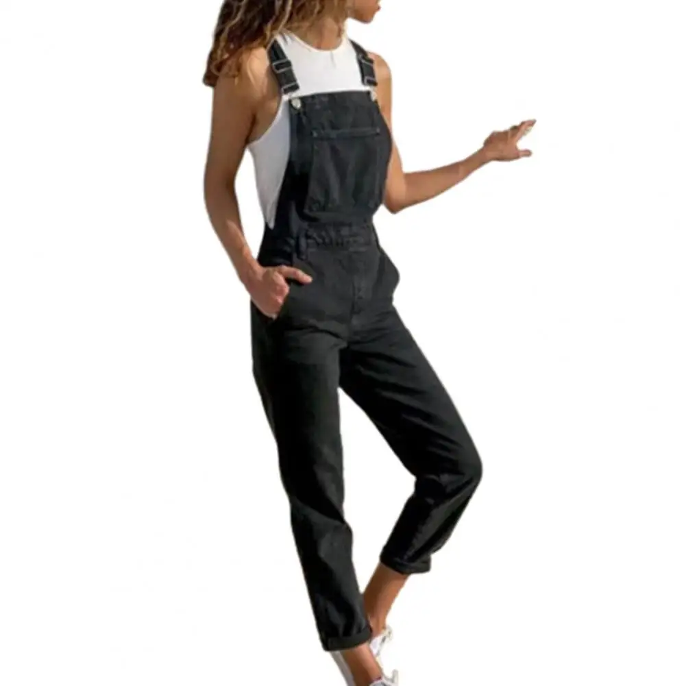 

Cargo Pants Women Denim Bib Overalls Jeans Jumpsuits Rompers Ladies Ripped Hole Suspenders Long Playsuit Pockets Coverall