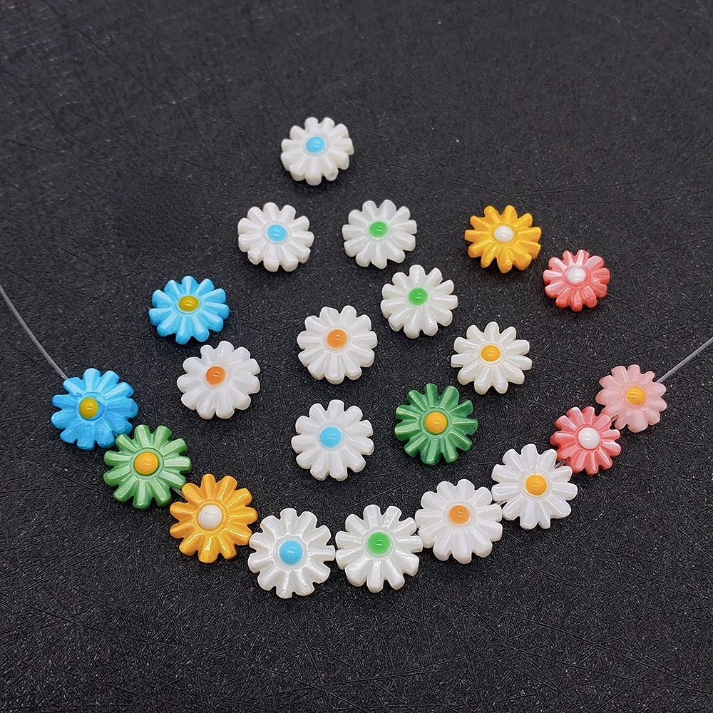 

2pcs/Bag Natural Seashell Sunflower Shape Beads Seashell Daisy Flower Bead Charm Jewelry Making DIY Necklace Bracelet Accessorie
