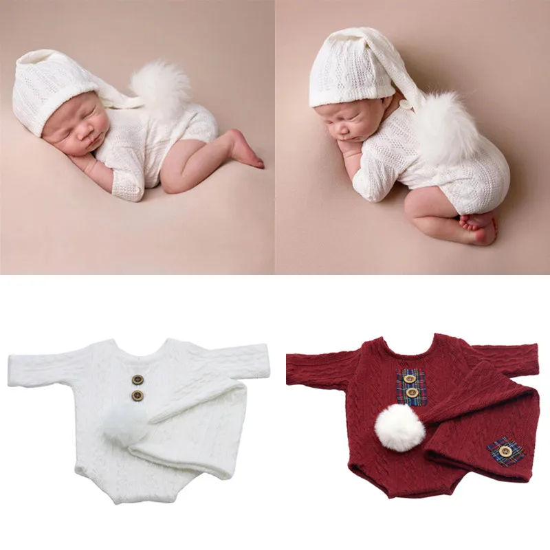 ❤️Newborn Photography Clothing Crochet Hat+Romper 2Pcs/set Baby Photo Props Accessories Studio Shoot Knit Clothes Fotografia