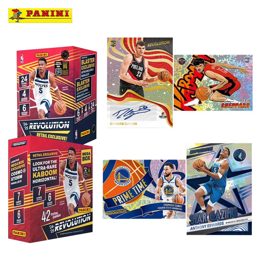 Фото Официальный набор Panini NBA Revolution Mega Box 2024-25: эксклюзивные вставные карточки Kaboom, баскетбольные коллекционные карточки, подарок для любителей хобби №1
