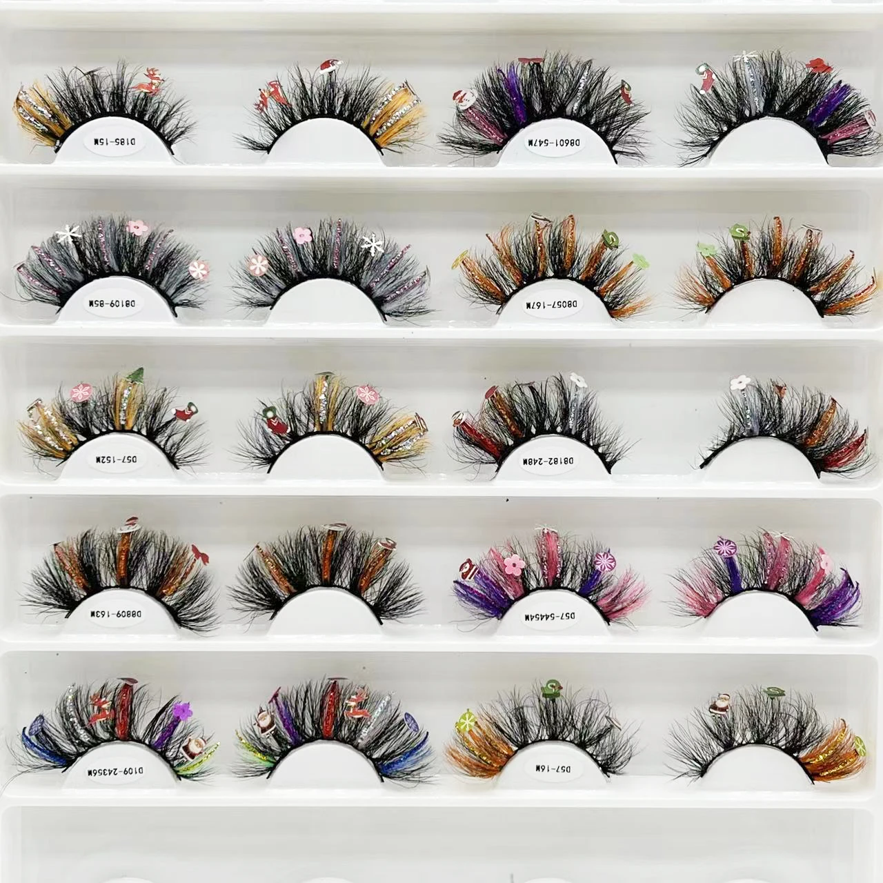 

3D Faux Mink Lashes With Christmas cartoon On Them Full Strip Christmas Party Cosmetics Makeup Charming False Eyelashes Colored