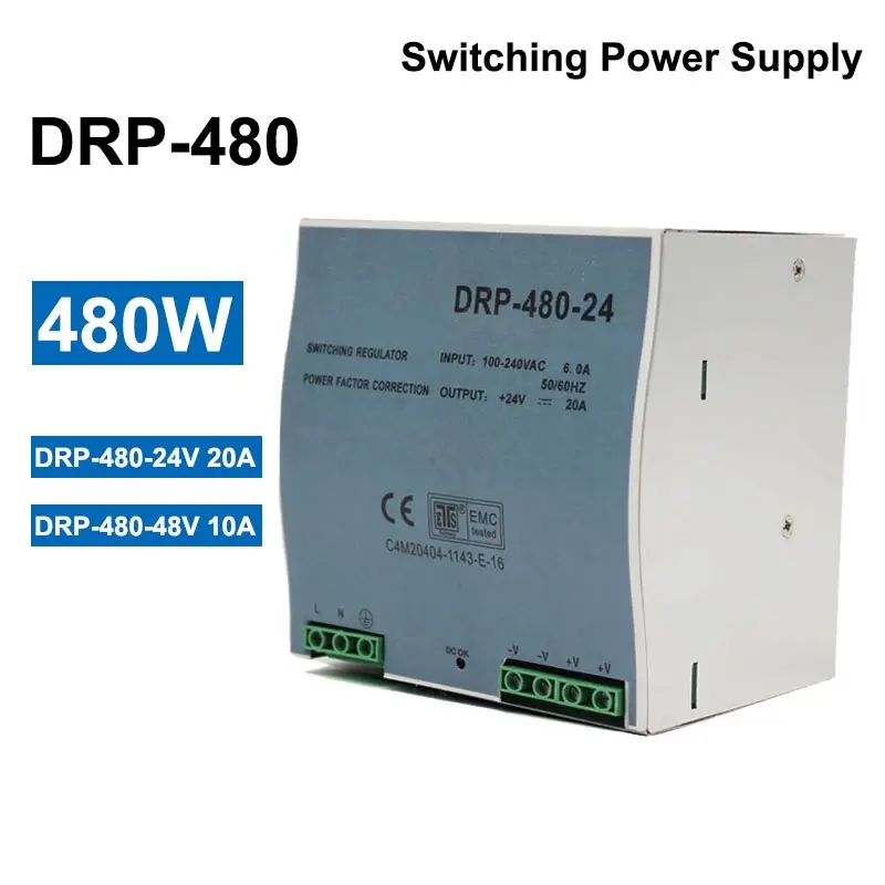 480 Вт направляющий рельсовый переключатель питания DRP-480 12V40A 24V20A 36V13.3A 48V10A трансформатор постоянного тока