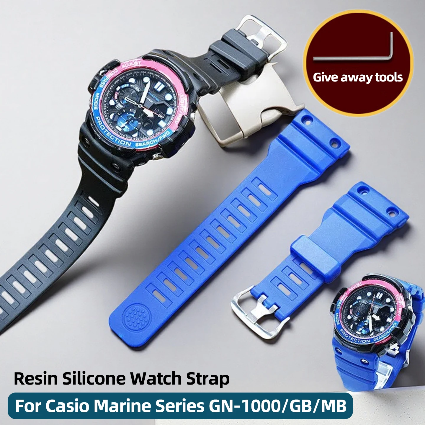 Фото Ремешок для часов GN1000 GN-1000 из ТПУ-смолы и силикона для Casio Marine Series GN-1000/GB/MB, мужской сменный браслет №1