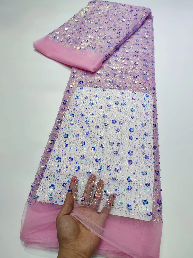 

Блестящие Блестки, тюль, кружево, Африканское кружево, ткань 2022, красивая Высококачественная французская сетчатая кружевная ткань, 5 ярдов д...