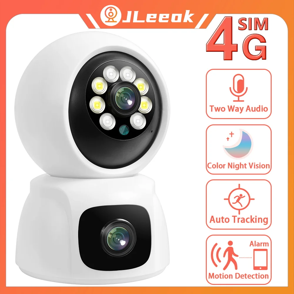 

JLeeok 4K 8MP 4G Dual Lens PTZ Camera Dual Screen AI Human Auto Tracking Indoor Home Secuity CCTV Surveillance IP Camera OKAM