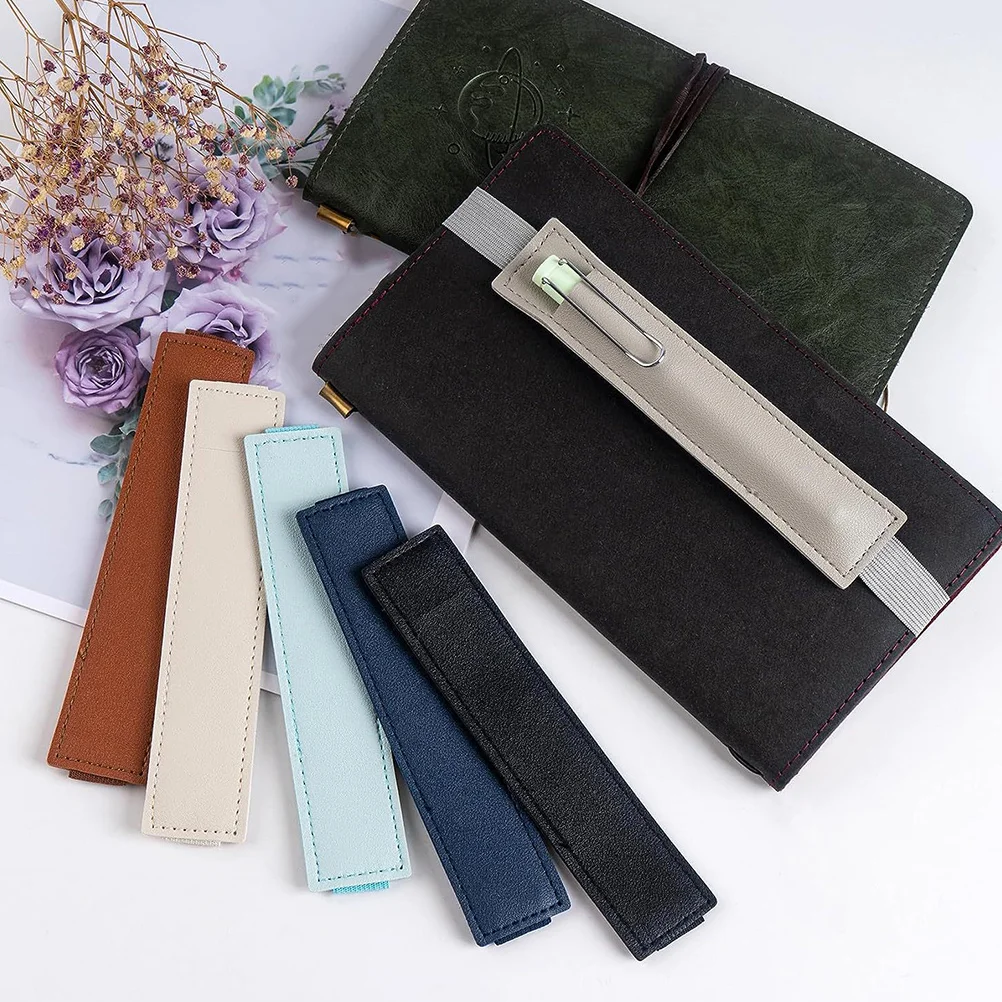 

6 Pcs Nice Holder Notebook Pen Sleeve Pouch Elastic Band Pu Journal Fountain