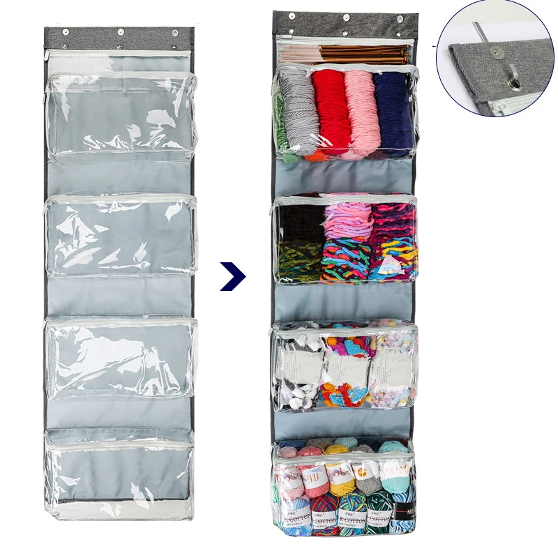 

Yarn Wool Knitting Needle Storage Bag Multi-layer Storage Organizer For Closet Transparent Storage Bag PVC Oxford Storage