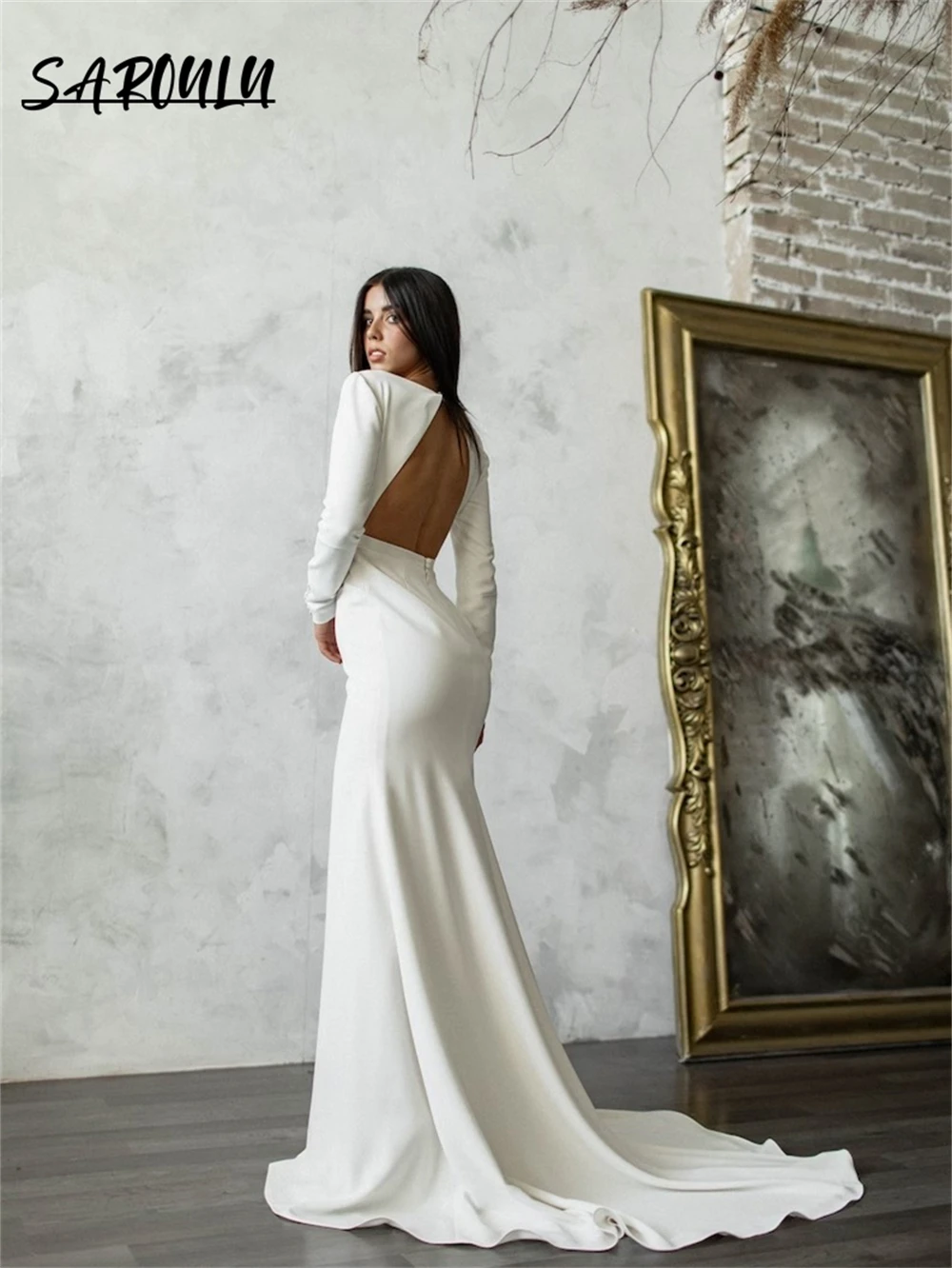 Чистое и простое свадебное платье с вырезом лодочкой атласные минималистичные