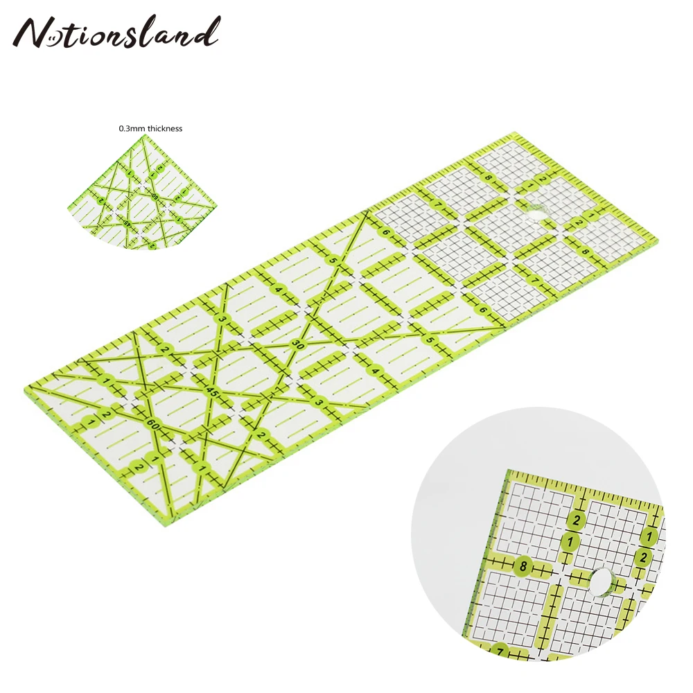 

1Pcs 9Inch Acrylic Quilting Ruler Transparent Patchwork Aligned Ruler With Grid Lines For Drawing Tools