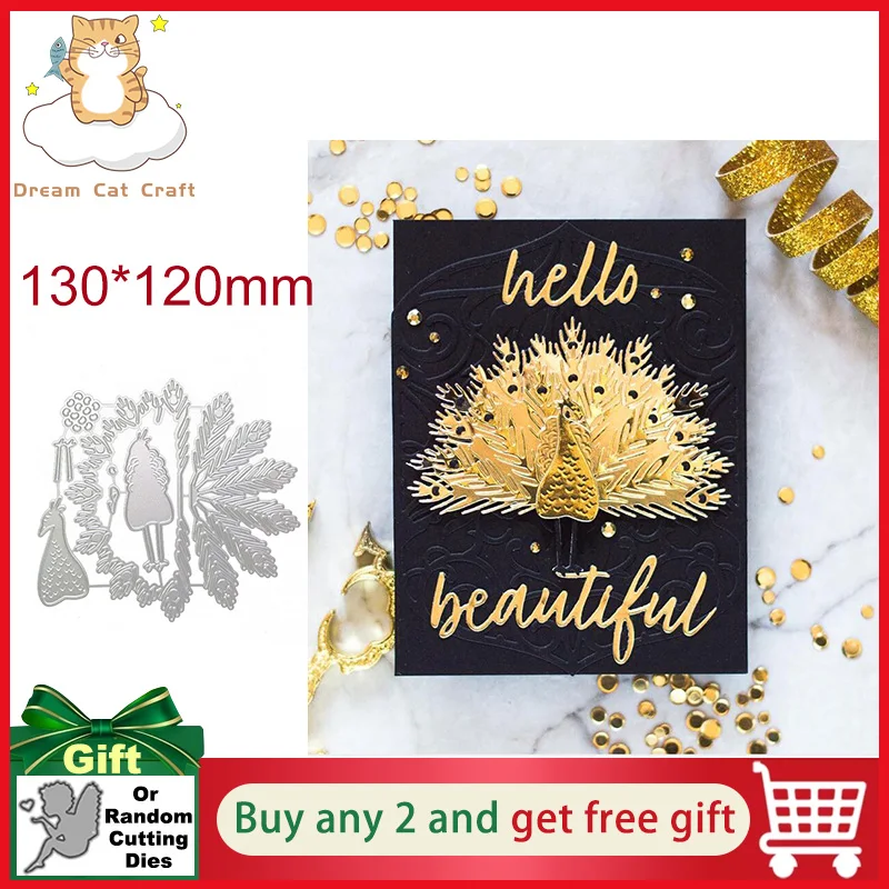 

Exquisite Peacock Animal Feather Metal Cutting Dies for Scrapbooking Stencil Craft Paper Knife Mould Blade Punch Card Making Die