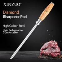 xinzuo 228mm sharpener rod stick high carbon steel with diamondolive wood handle professional kitchen knives sharpen steel