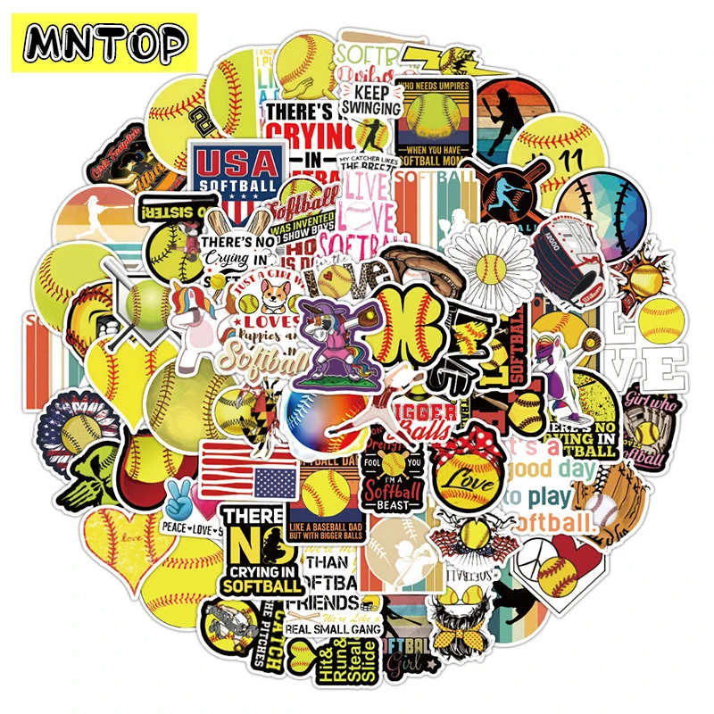 

10/30/50pcs/set Softball Cartoon Funny Cool Sports Contest Graffiti Stickers For Skateboards Laptop Luggage Diy Kids Phone Case