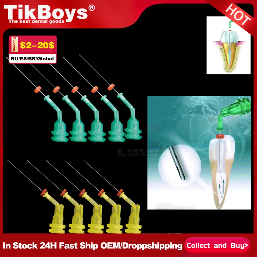

50pcs Dental Endo Irrigation Needle Tip 31G Double Side Hole Reusable Needle Root Canal Cleaning Syringe Molar Teeth Dentist