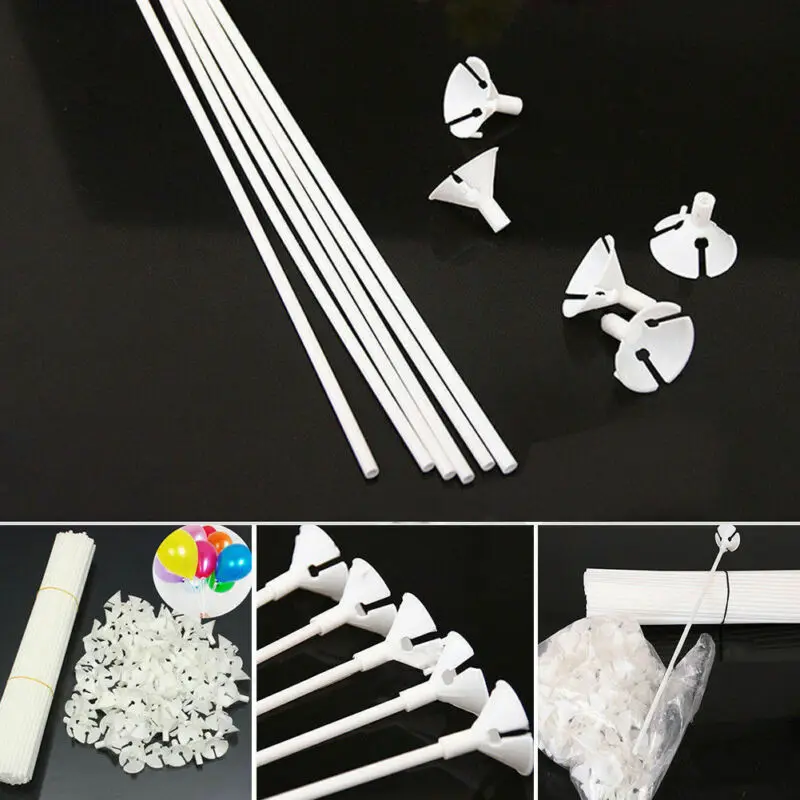 

50Pcs white latex balloon stick and cup PVC stick balloon holder for wedding, christmas, birthday party decoration