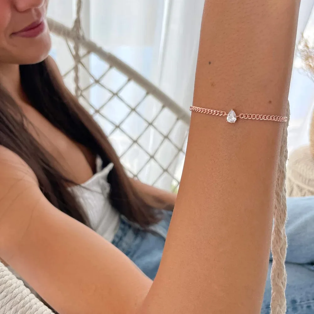 Stonefans минималистичный браслет-цепочка в форме капли для женщин 2024 изысканный