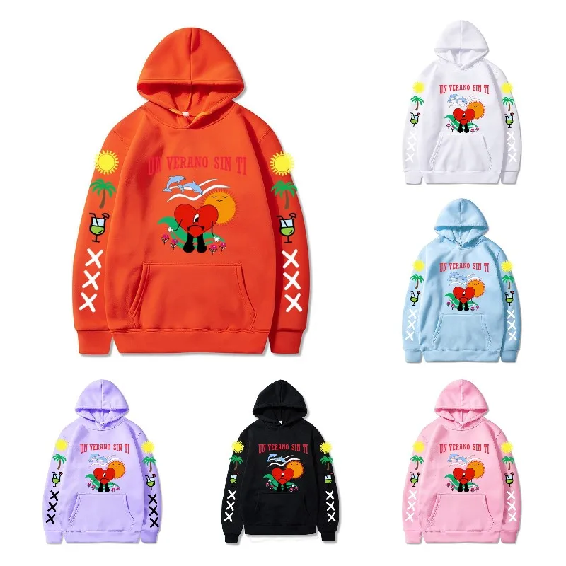 

Bad Bunny Men and Women Printed Hoodie Fashion Street Hip Hop Hoodie Sweatshirt Unisex Hot Sale High Quality Hoodie