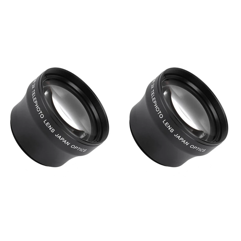 

2Pcs 37Mm 2X Magnification Converter Telephoto Lens For 37Mm 18-55 Focal Length Mount Camera Tele Photo Lens