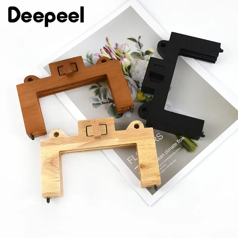 1Pc Deepeel 16cm Handmade Sewing Brackets Wood Bag Closure Purse Frames Retro Square Wooden Kiss Clasp Handles for Making Bags