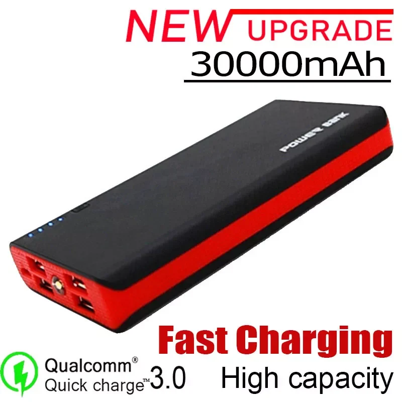 

2023New Power bank 30000mAh portable charger for Xiaomi iPhone mi mobile external battery USB output LED light Poverbank mobile