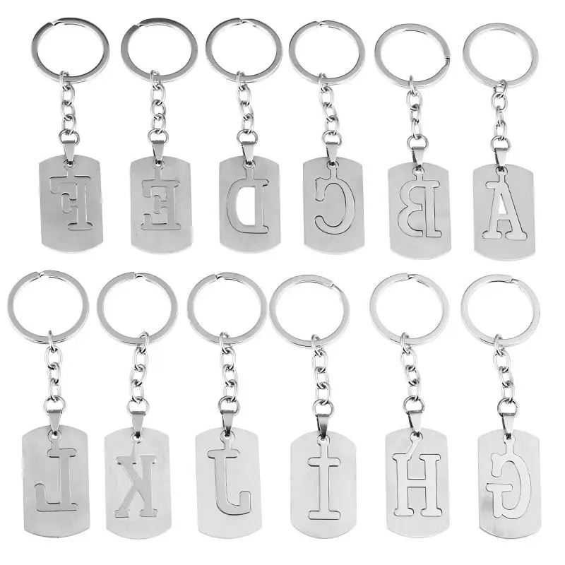 Брелок для ключей с 26 буквами брелок двумя из нержавеющей стали кольцо